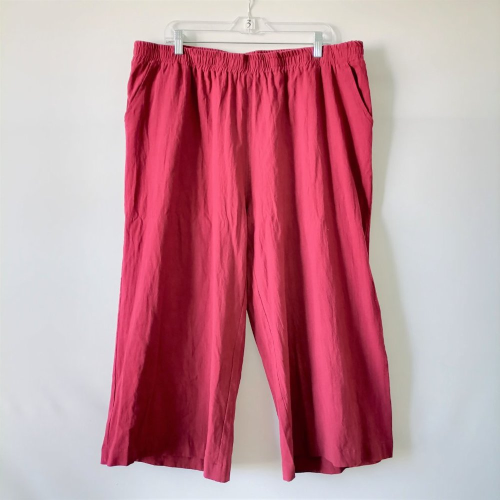 NWT Ecupper Womens Pink High Rise Pull On Wide Leg Palazzo Pants Plus Size 5XL